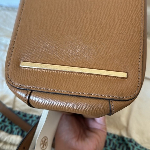 Tory Burch Tigers Eye Brown Saffiano Leather Robinson Mini Double-Zip Tote - Picture 13 of 17